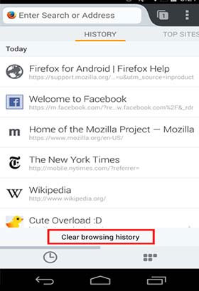 supprimer l'historique de navigation Mozilla Firfox