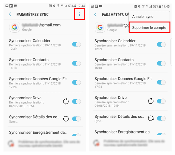 supprimer compte gmail android sans réinitialiser