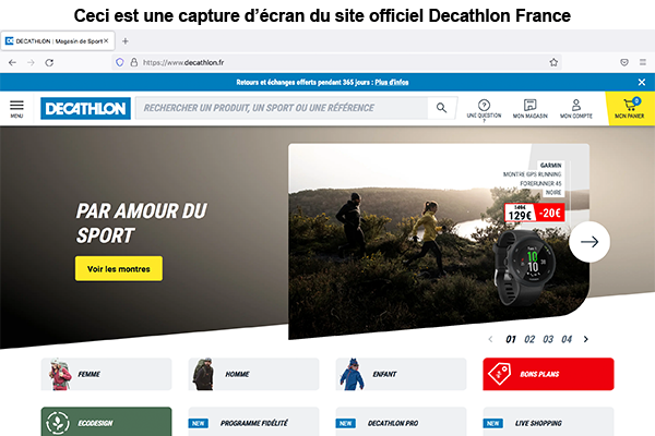 Site web decathlon.fr