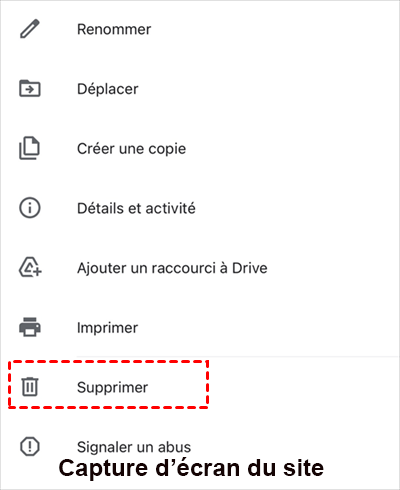 Effacer un fichier sur Google Drive via un iPhone