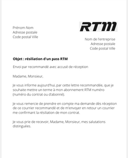 Lettre de résiliation RTM